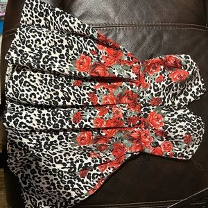 Black cheetah print with red roses , strapless